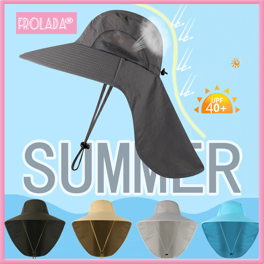 Unisex UV Protection Cap Summer Outdoor Fishing Climbing Sun Hat with Neck Flap ราคา 275 บาท*ส่งฟรี