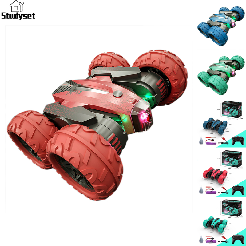 Studyset IN stock 2.4G RC Car With Light Spray Double Sided Tumble Drift Car 4WD Remote Control Vehicle For Birthday Xmas Gifts ราคา 483 บาท*ส่งฟรี