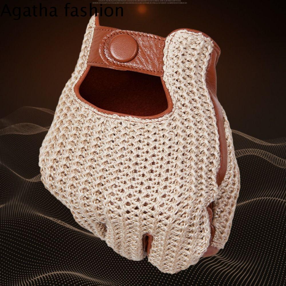 FA Nửa ngón tay Găng tay da thật cho nam Da thật Da cừu Găng Tay Lái Xe da nửa ngón Thời trang Chống trượt Găng tay gia công da cừu cho nam Lái xe mô tô