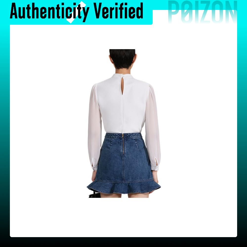 เสื้อเชิ้ต เสื้อเบลาส์สตรี Self Portrait แขนสั้นผู้หญิง สีขาวงาช้าง SWF334C03200 ราคา 34,218 บาท*ส่งฟรี