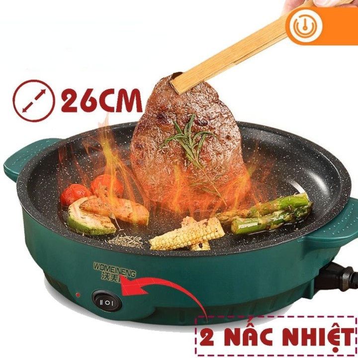 Romoss chảo nướng điện không khói 26cm chống dính vân đá cao cấp
