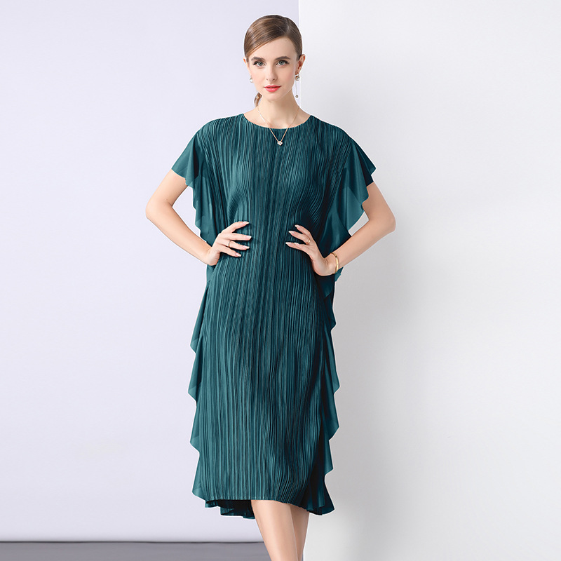 chinese dress ladies FINAL SALE! Wealthy Boss Lady- 2pc Metallic Mesh Miyaki Shawl Top/Midi –  DivAbby main image 1