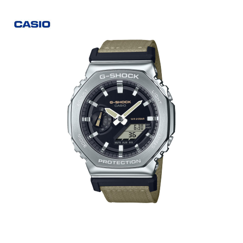 Casio GM-2100 bát giác thép Braid Đồng hồ thể thao Casio G-SHOCK