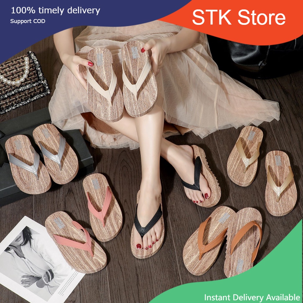 STK939 Fashion Women Comfortable Slippers Korean Girls Beach Flip Flops  Home Slippers