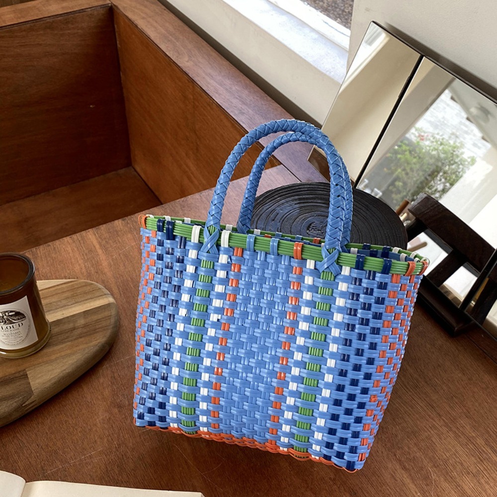 HERWK Phong cách Bohemian Túi đựng rau bằng nhựa PVC Phong cách nghỉ dưỡng Khoét rỗng Túi dệt Dễ thương Chống thấm nước Túi xách nhựa Các cô gái - 7