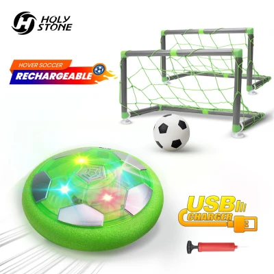 Holy Stone DEERC KD002 Indoor Football Set Suspended Ball Toys for Kids LED Light Air Power Hovering Soccer Disc Floating Football for Boys Girls Gift with Foam Bumpers Cool Colorful LED Lights for Indoor Outdoor Games
