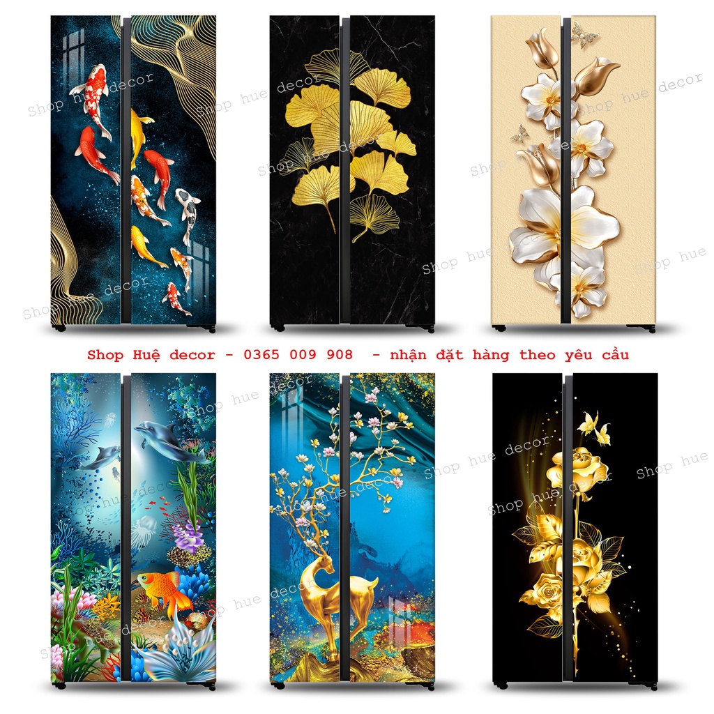 Decal dán tủ lạnh 2 cánh, 4 cánh side by side , chống nước siêu bền, chất lượng, giá tốt