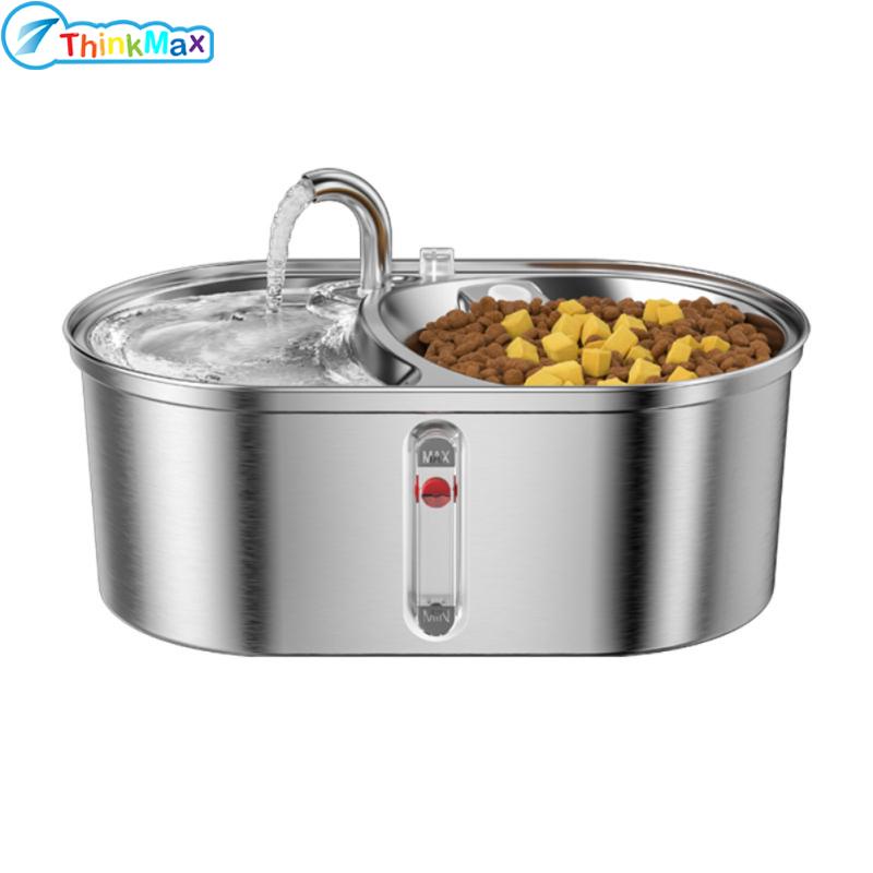 Pet Water Dispenser Drinking Fountain 3l Large Capacity Stainless Steel Double Bowl Feeding Water Feeder Pet Supplies ราคา 955 บาท*ส่งฟรี