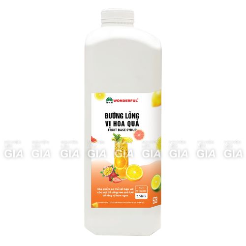 Đường lỏng vị hoa quả Wonderful can nhựa 2.5kg - pha chế trà, trà trái cây