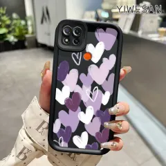 YIWESAN Casing Hp Untuk Xiaomi Redmi 9C Redmi 9C NFC Redmi 10A POCO C31 Case ponsel pola Hati ungu dengan kasing HP anti drop pelindung Kesing lensa Peningkatan premium silikon Softcase Cesing