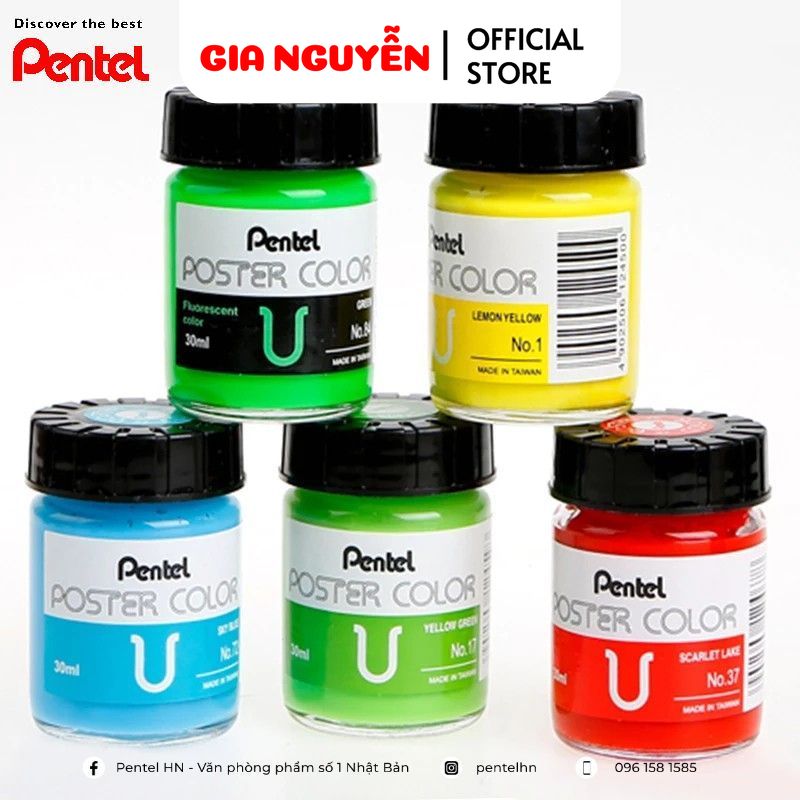  Bộ 12 Màu Poster Pentel Màu Cơ Bản Không Hóa Chất | Màu Bột Gốc Nước Nước Vẽ Được Mọi Chất Liệu | Gia Nguyễn - Pentel 