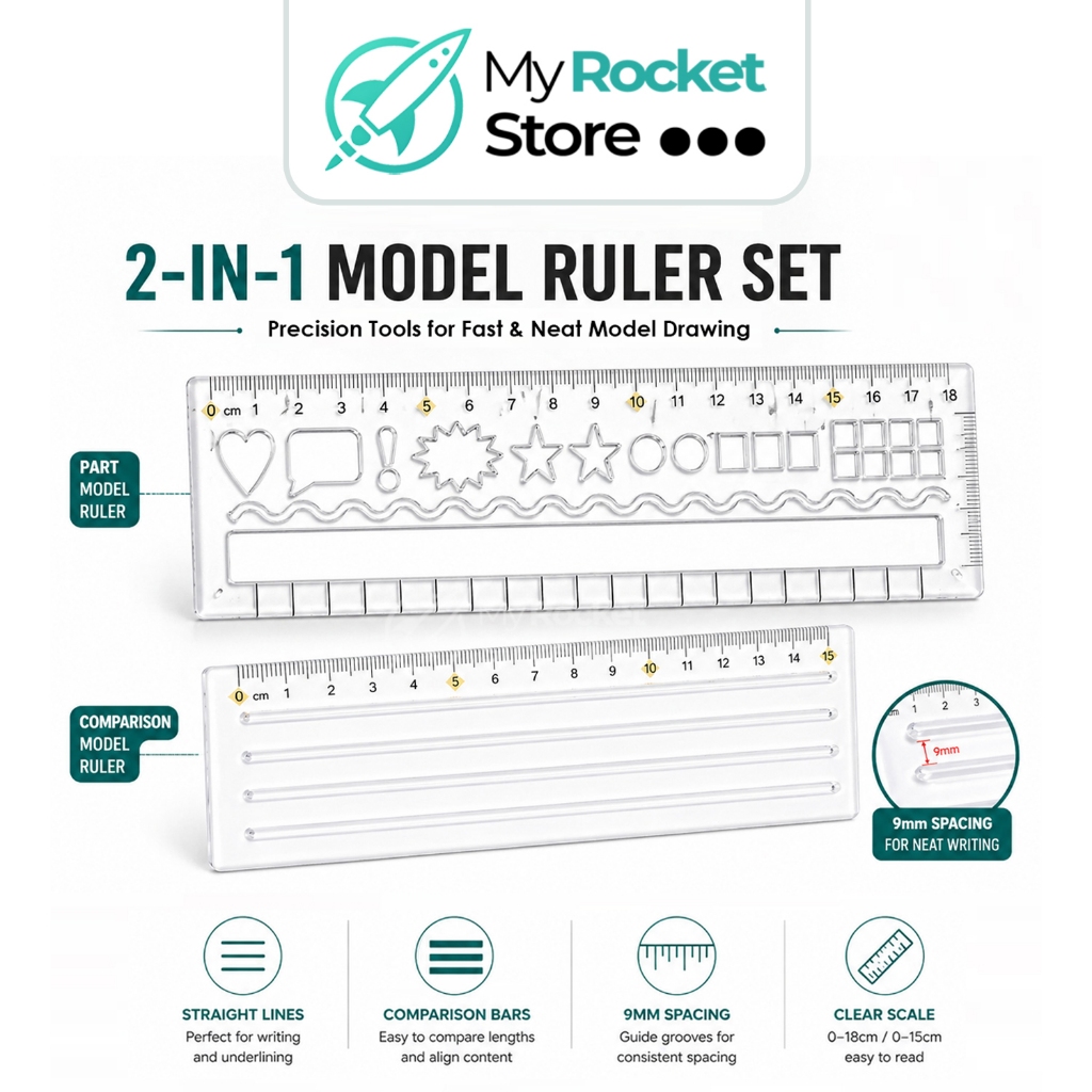 Model Ruler | Math Assesement Problem Solving Aid Singapore | Draw Neat Bar Models Diagram Fast