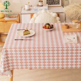 Nfa Instagram gió Mạng PVC màu Đỏ Khăn trải bàn không thấm nước, chống dầu, và không rửa bàn trà Khăn trải bàn, hình chữ nhật Ánh sáng sang trọng bàn Kim Cương Khăn Trải Bàn bán buôn