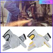 Grey Yellow Heat-Resistant Welding Gloves - Flame Retardant Work Gloves