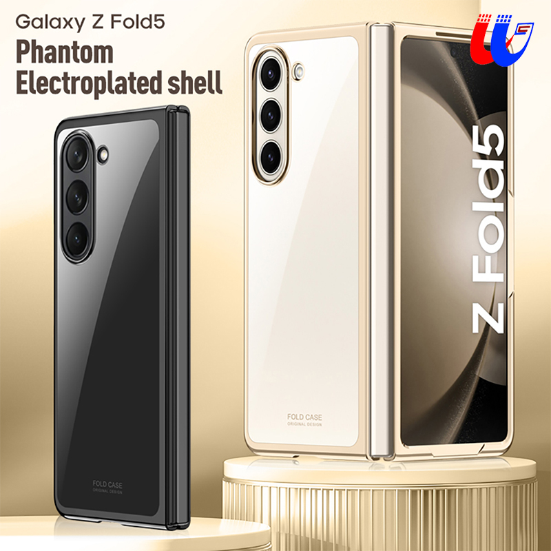 For Samsung Galaxy Z Fold5 5G Case Plating Hard Shockproof Back Cover Samung ZFold5 Fold 5 ZFold 5 GalaxyZFold5 5G 2023 Clear Slim Shell