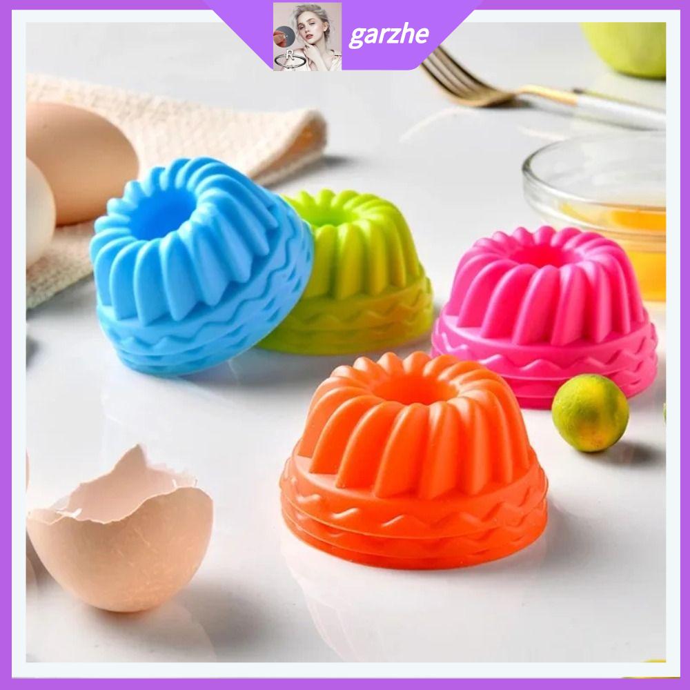 GARZHE24272 12Pcs Hình dạng sợi Khuôn bánh silicone Không dính Có thể giặt được Khuôn nướng mini Di động Có thể xếp chồng lên nhau Dụng cụ làm bánh trứng tart Món tráng miệng