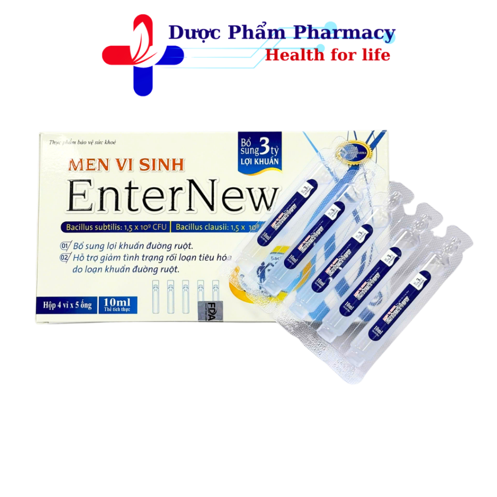 Men Vi Sinh EnterNew Bổ Sung 3 Tỷ Lợi Khuẩn Hỗ Trợ Cân Bằng Hệ Vi Sinh Đường Ruột - 20 Ống x 10ml