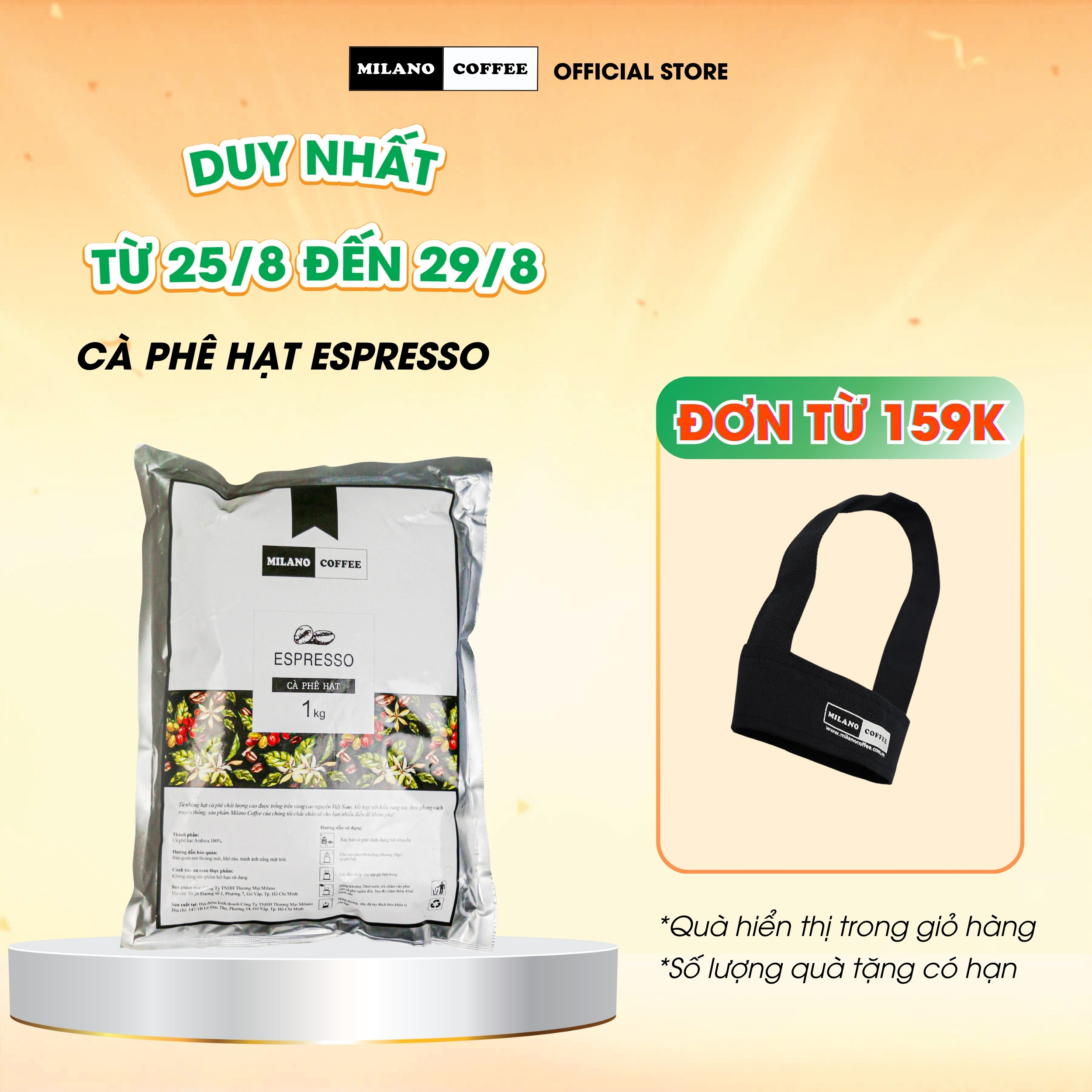 Cà phê Milano loại cà phê hạt Espresso 1kg