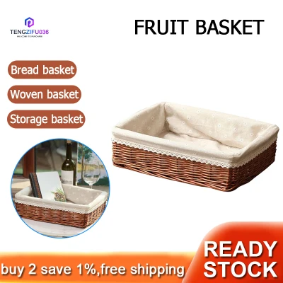 Basket Handmade Wicker Storage Basket Bread Basket Fruit Basket Serving Baskets for Home Kitchen Desk Candy Sundries Organizer