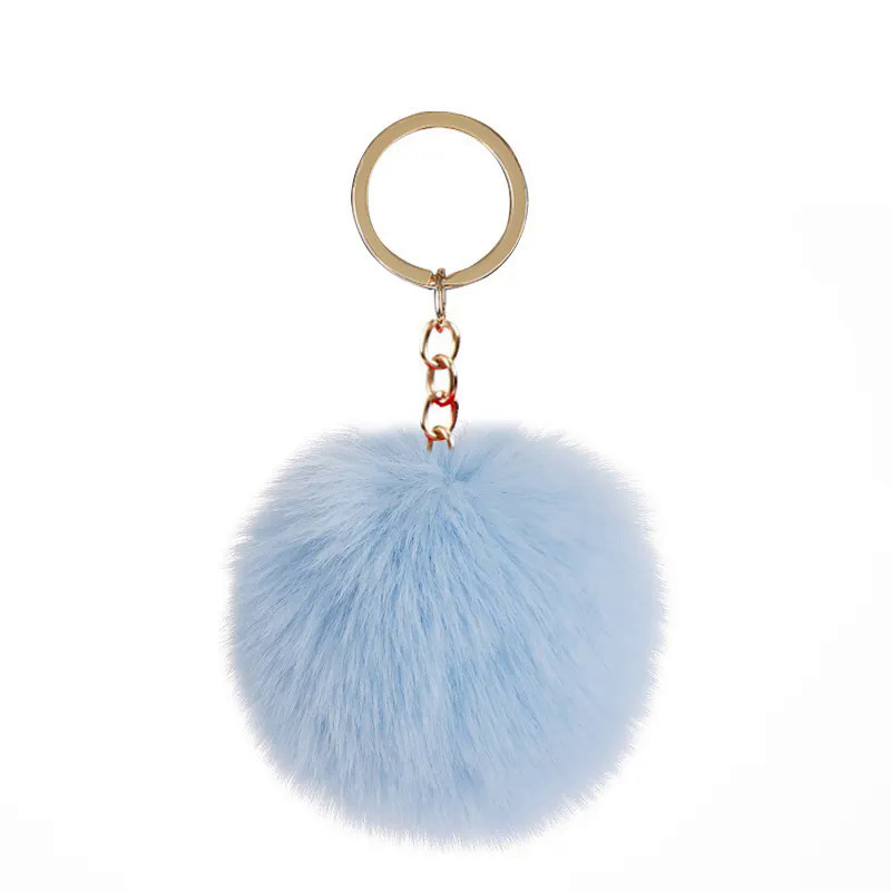 Hello Sanrio Kuromi Penguin Frog Dog Cat Cute Keychains with Fluffy Rabbit Fur Ball Women Girl Bag P