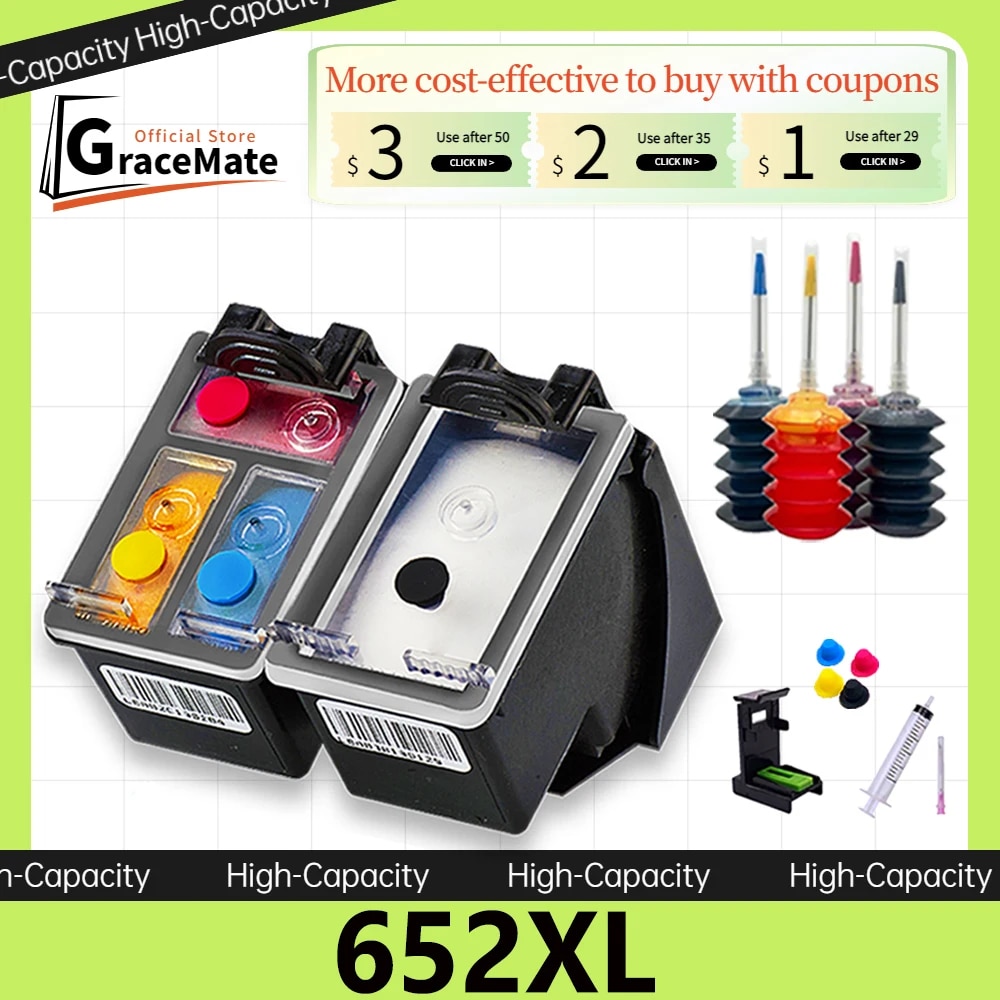 【Trending】 Ink Compatible For 652xl Hp652 Deskjet 2600 2675 2676 2677 2678 5075 5076 5078 5085 5088 5275 5276 5278 Printer