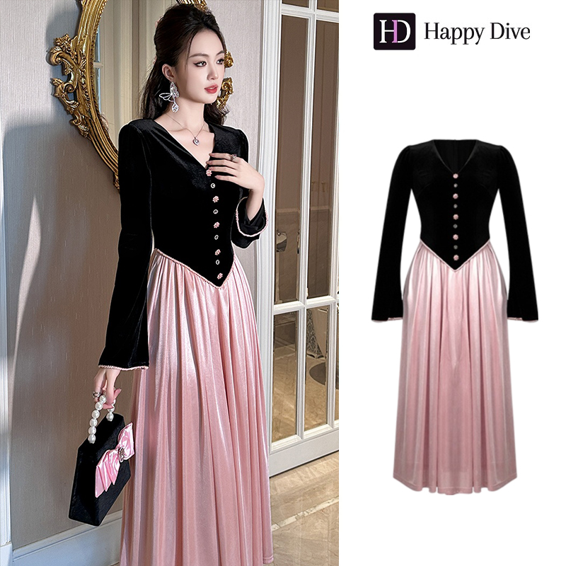 Happy Diva เดรสผู้หญิง เดรสสีชมพู เดรสทรงเอ เดรสกำมะหยี่ เดรสทำงาน เดรสไฮโซ เดรสวินเทจ เดรสออกงาน เดรสปาร์ตี้ ชุดราตรี 21563 ราคา 1,499 บาท*ส่งฟรี