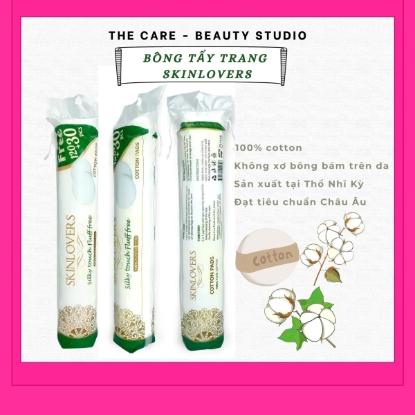 [Tặng mặt nạ mắt collagen 12K] Bông tẩy trang Skinlovers 150 miếng, 100% cotton đạt tiêu chuẩn Châu Âu - THE CARE BEAUTY STUDIO giá rẻ