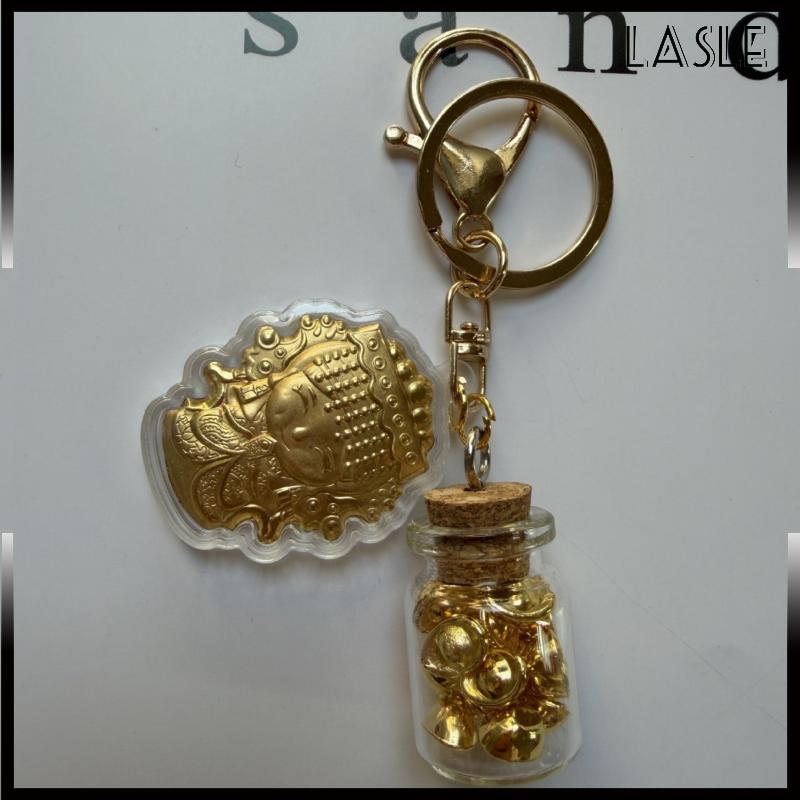 Lasle Năm sáng tạo của ngựa giả lá vàng móc khóa Fortune Golden yuanbao móc khóa túi Mặt dây chuyền trang trí quà tặng năm mới - 3