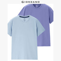 GIORDANO Men T-Shirts 2-Pack 100% Cotton Simple Basic Tee Solid Color Short Sleeve Crewneck Summer Comfy Casual Tshirts 18023211