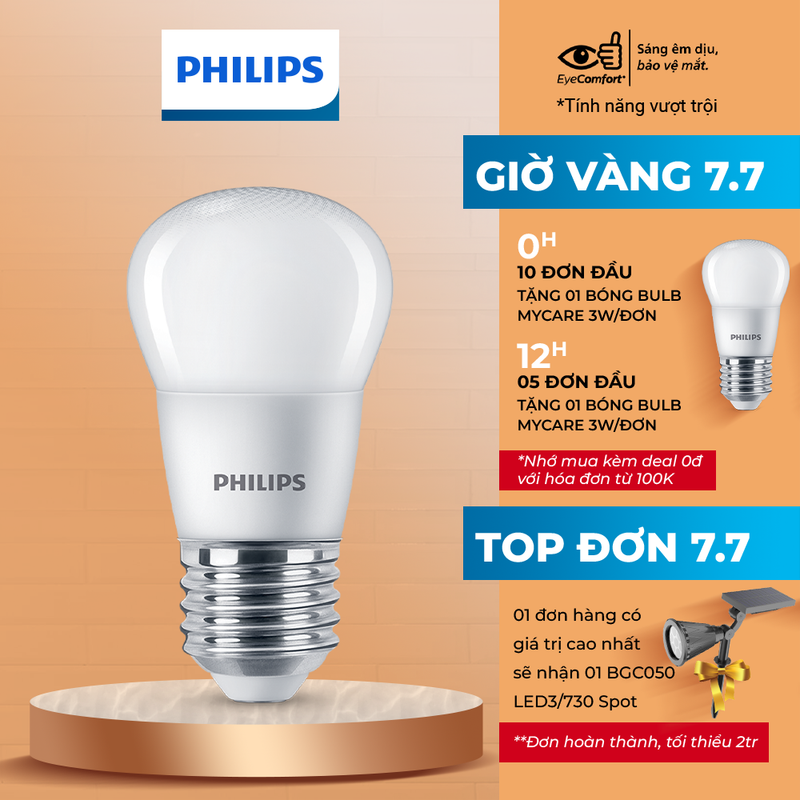 Bóng đèn Philips LED Bulb P45 bảo vệ mắt Công suất