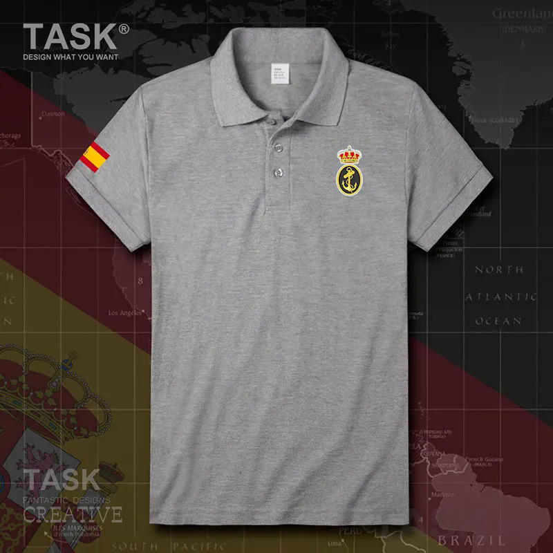 Hải Quân Vương Quốc Tây Ban Nha espana ESP Tây Ban Nha Tây Ban Nha quốc gia Tây Ban Nha Ngắn Tay Áo giản dị màu rắn Mens Polos Áo sơ mi thời trang thể thao