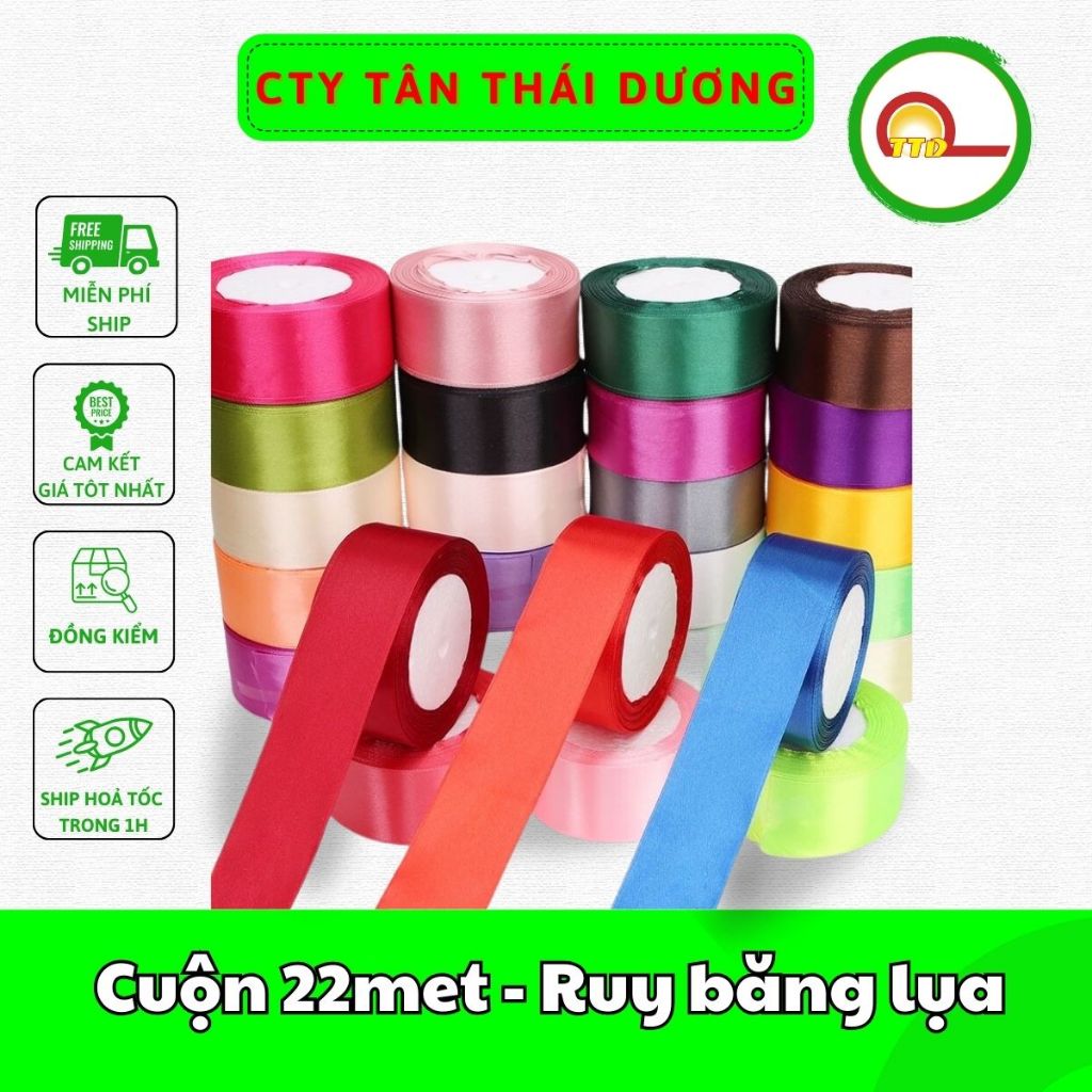 Cuộn 22met - Ruy băng lụa bản 4cm nhiều màu