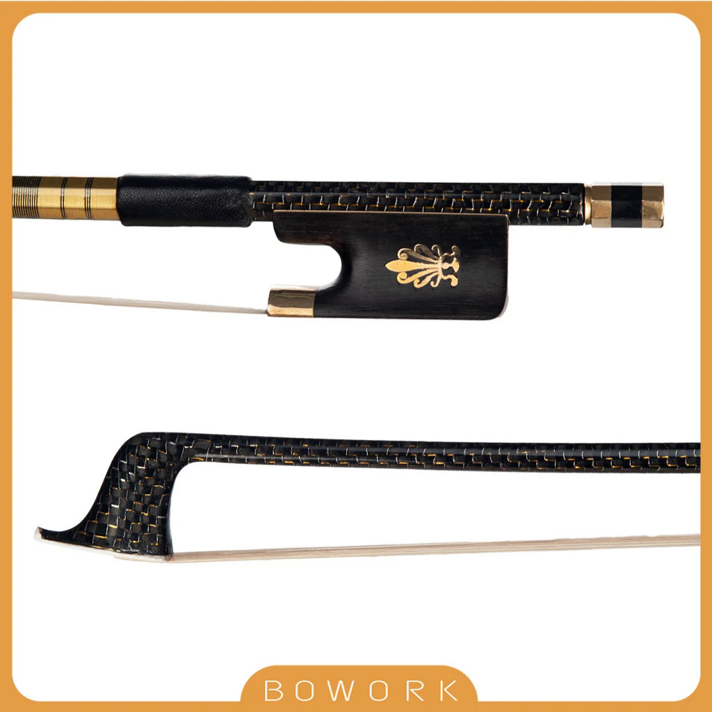 44 tiên tiến sợi carbon CELLO Bow Đen Lưới Vòng Bện sợi carbon vòm CFC bào ngư vỏ trượt mun ếch ngựa tóc