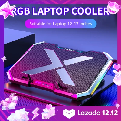 Gaming RGB Laptop Cooler Notebook Cooling Pad Super mute 6 LED Fans Powerful Air Flow Portable Adjustable Laptop Stand