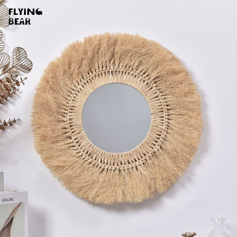 Bay tay gấu dệt Gương Phong cách đồng quê Gương trang trí treo tường gương