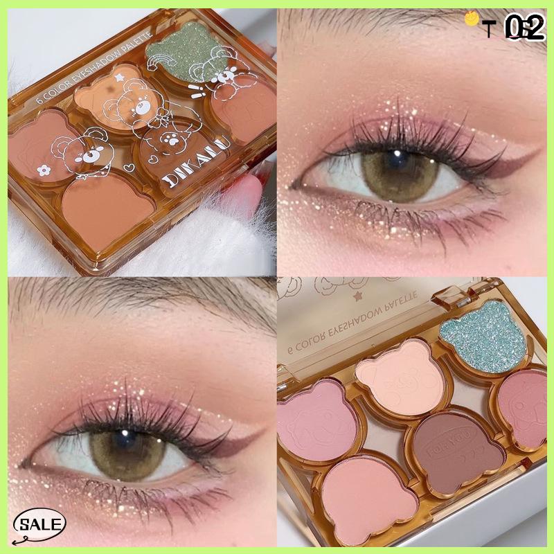 Follow Get New【TIS】 Dikalu gấu thiên nga ba lê sáu Eyeshadow Palette Matte long lanh tốt Pearlescent khói màu xám màu đỏ đen Eyeshadow Burgundy bán buôn - 2