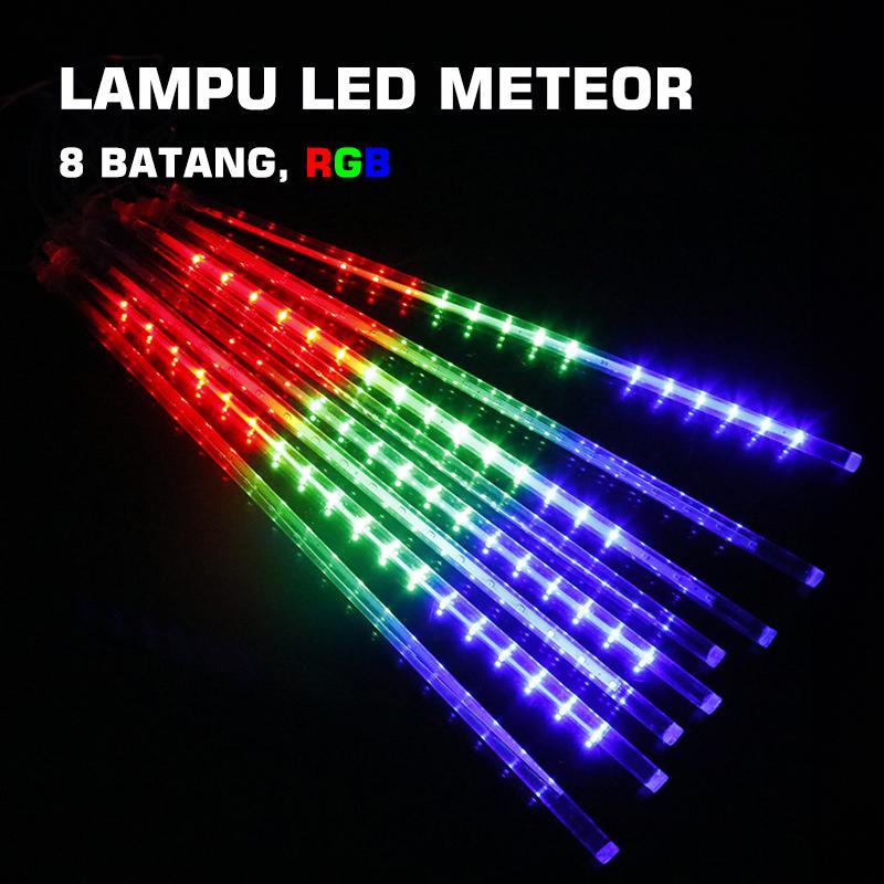 Lampu Meteor LED 8 Batang 10 Batang / Lampu Hujan Meteor Merah Putih