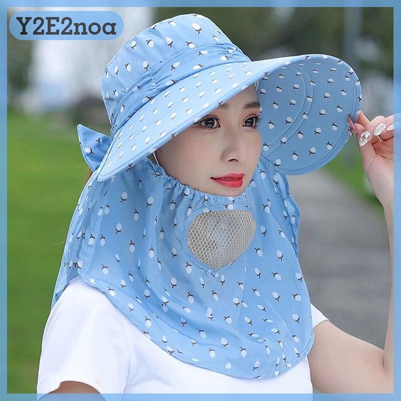 Y2E2noaMùa hè Sun hat sáng tạo khăn choàng chọn Trà hat mặt cổ omnibearing UV bảo vệ lưới thoáng khí Kem chống nắng hat xe đạp dù để che nắng