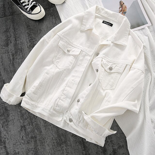 White denim jacket short on sale sleeve