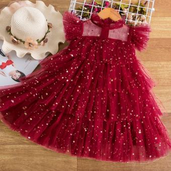 Bé gái Sao Sequin Đầm công chúa Trẻ Em Lưới Bánh Dresses Cho tiệc sinh nhật Trẻ Em Cô gái giáng sinh Năm Mới Ăn Mặc