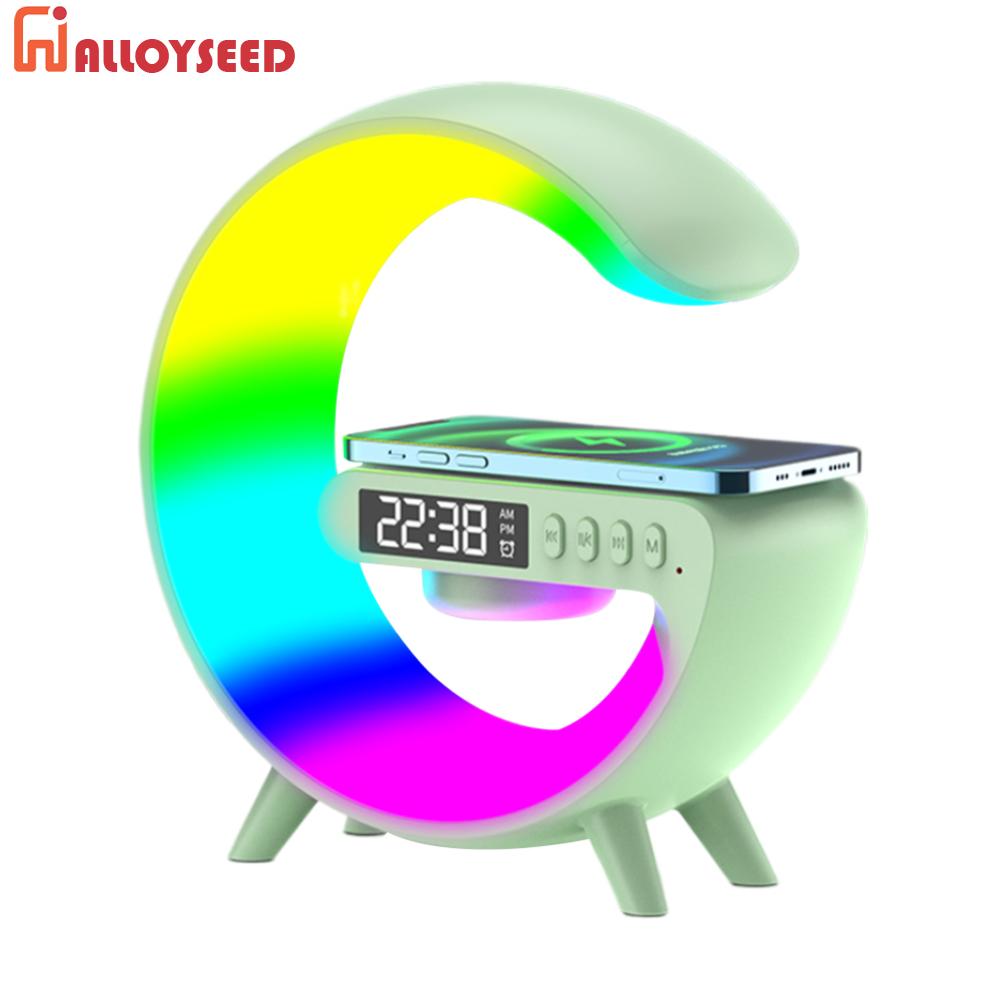Wireless Speaker Charger Bedside Lamp with Alarm Clock Atmosphere Lamp LED Table Lamp for Bedroom Home Decor