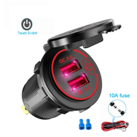 KEBIDU QC 3.0 36W Dual USB Car Charger Socket With Voltmeter Switch For 12V/24V Motorcycle ATV Boat Truck