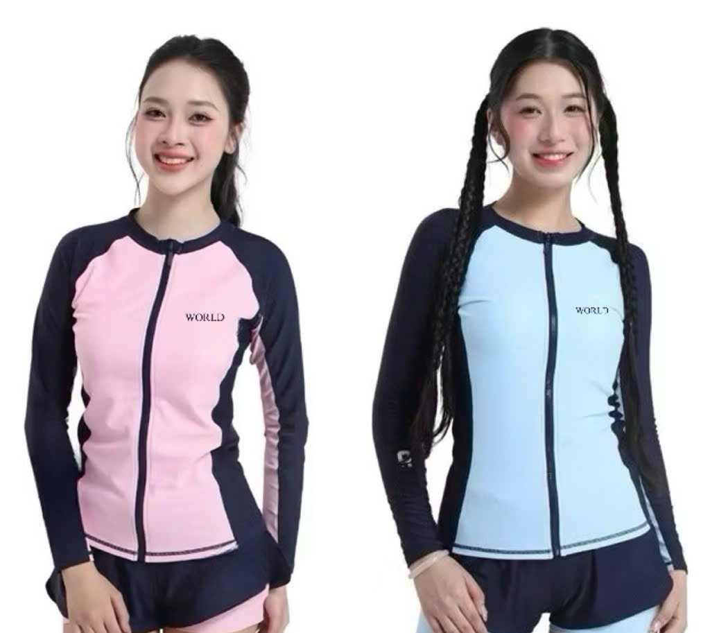 (40-60kg) Đồ bơi, bikini 2 mảnh áo tay dài khoá kéo, quần 2 lớp cho nữ diện đi biển, đi bơi