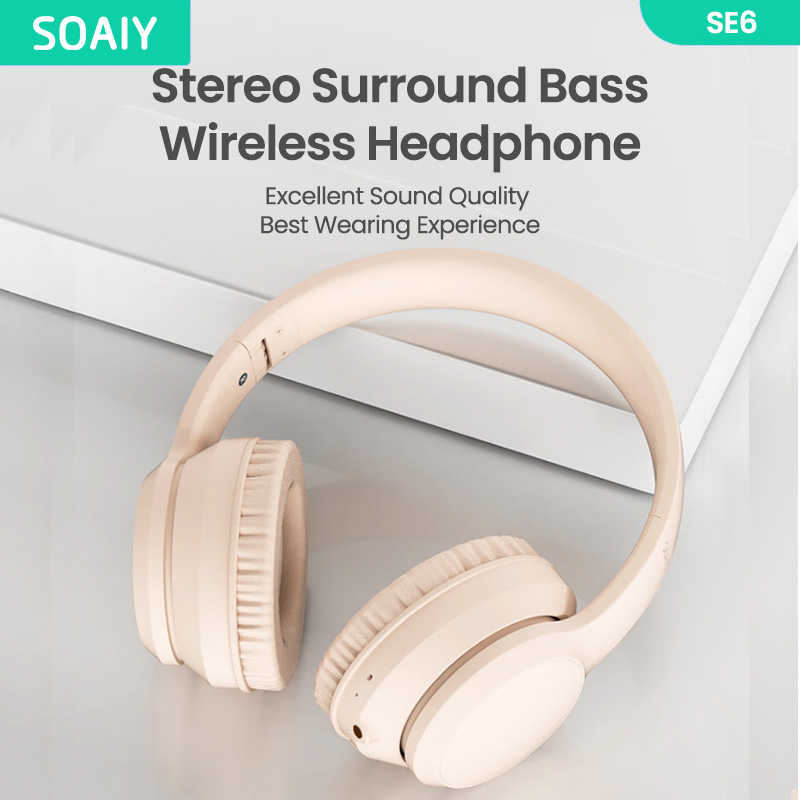 Tai nghe chụp tai bluetooth SOAIY SE6 có thể gập lại micrô HD âm thanh nổi 3D có cáp AUX thích hợp cho iPhone/ Huawei