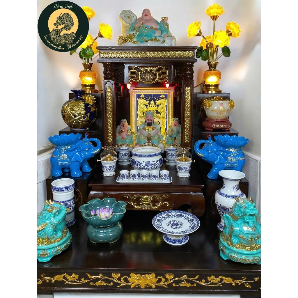 set ban 56 cột vuông RỒNG VIỆT,combo trọn bộ gấm xanh cho gia chủ mệnh thủy