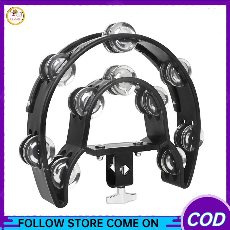 Xúc xắc cầm tay kim loại jingles nhạc cụ gõ tay Tambourines với gắn đứng cho Nhà thờ bên trẻ em