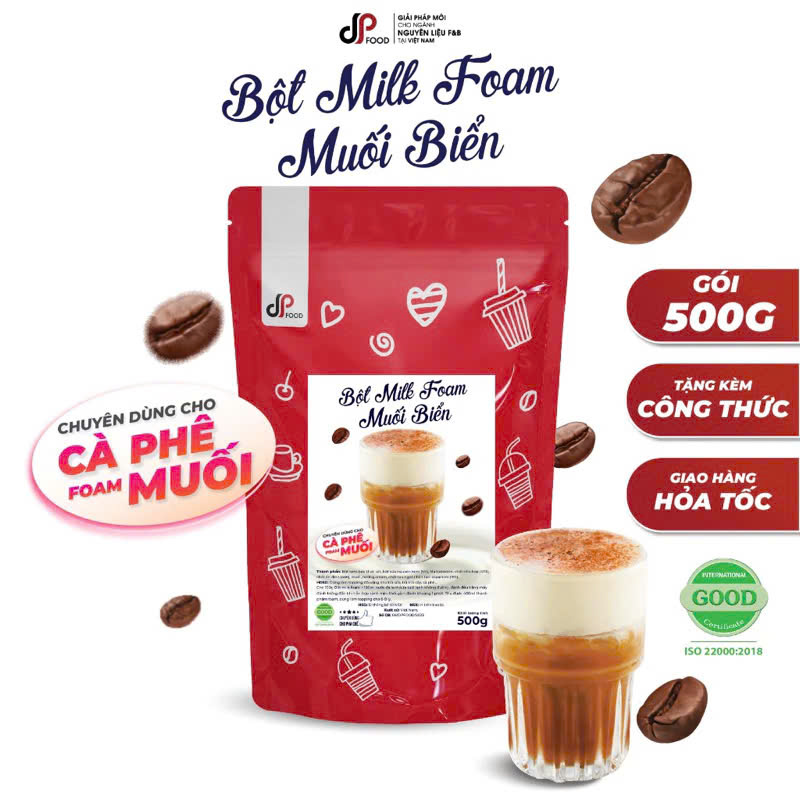 Bột Milk Foam Muối Biển DP Food Túi 500g làm cà phê muối