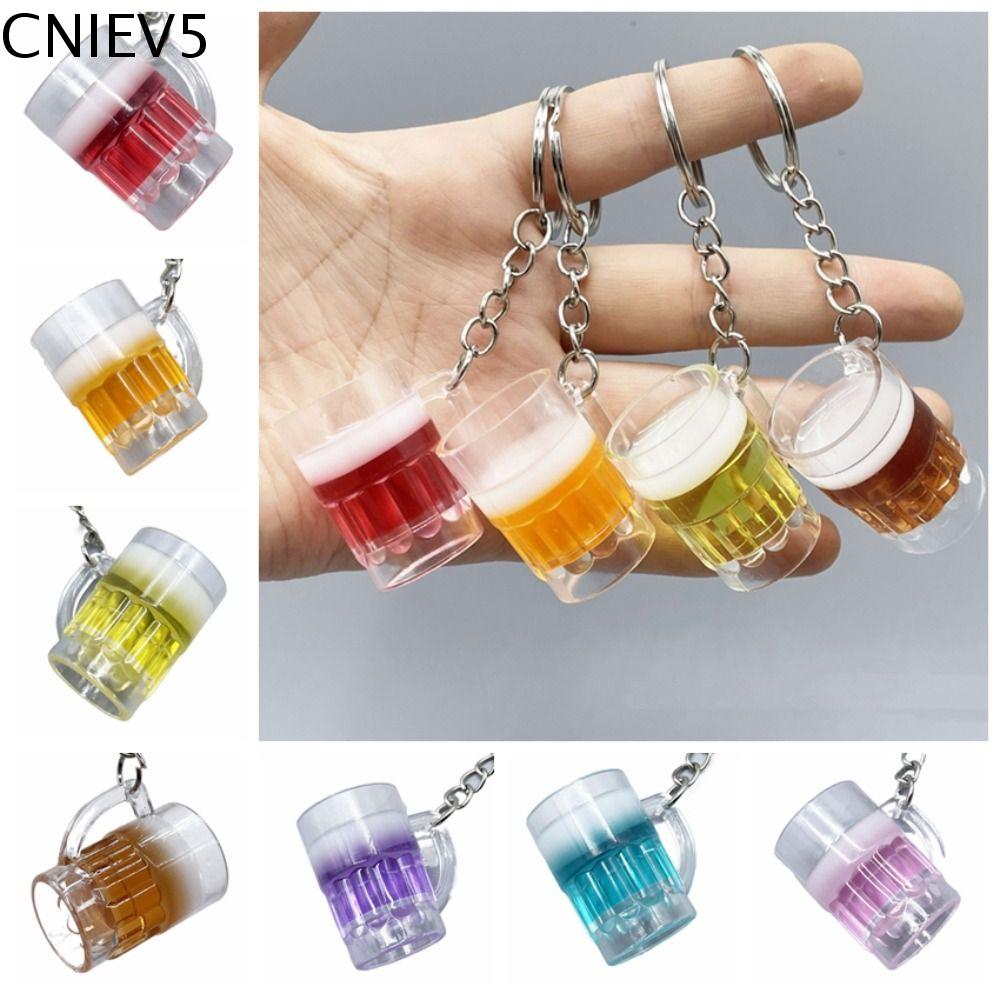 CNIEV5 Thu nhỏ Móc khóa mô phỏng Cốc bia Cốc Đồ thủ công Móc chìa khóa hình cốc bia vui nhộn Hài Hước Đồ nữ trang Móc khóa đồ uống mini mô phỏng dây chuyền túi