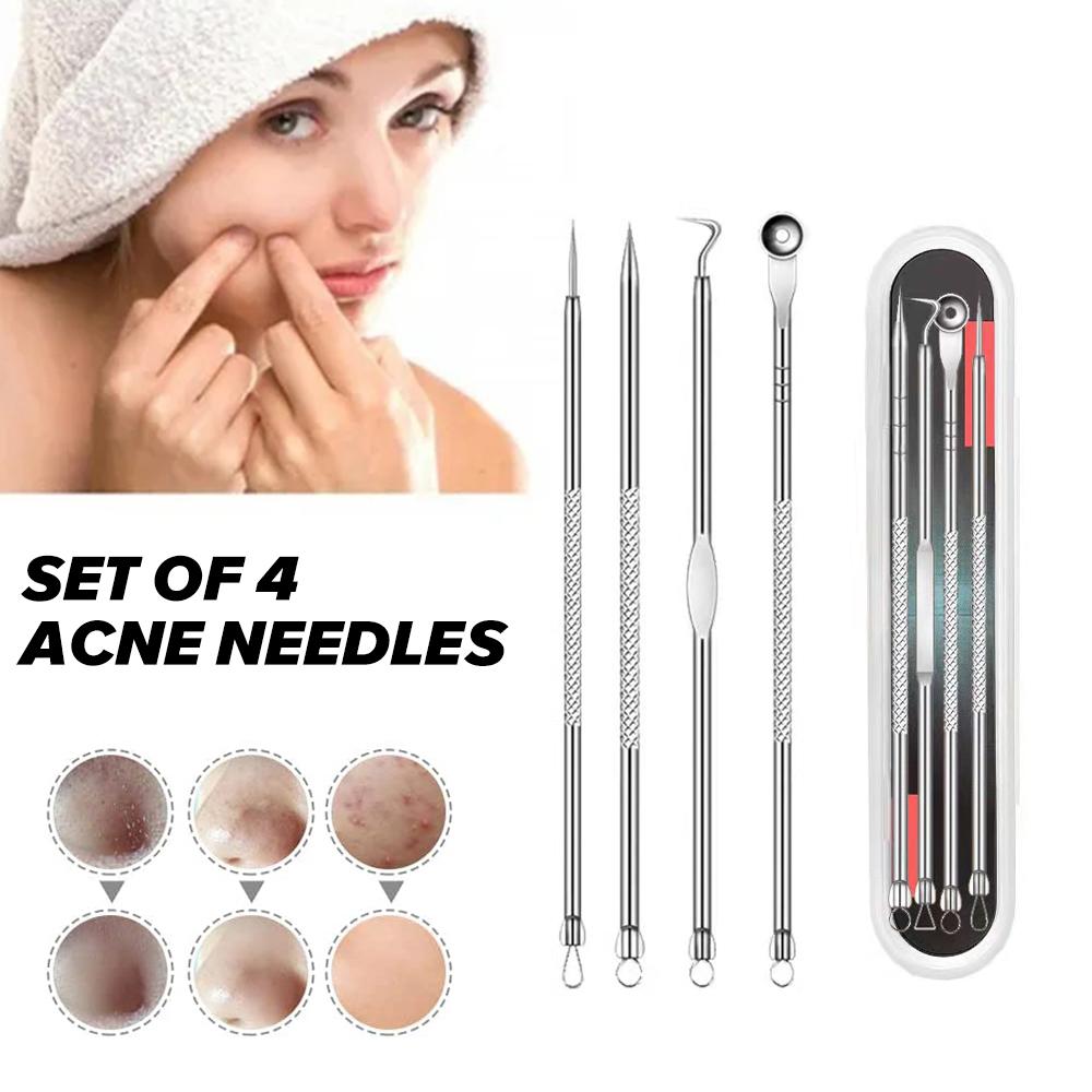 Acne Needle 4pcs Silver Black Head Needle Set Multifunctional For Acne Tool Picking Needle Beauty R3I5