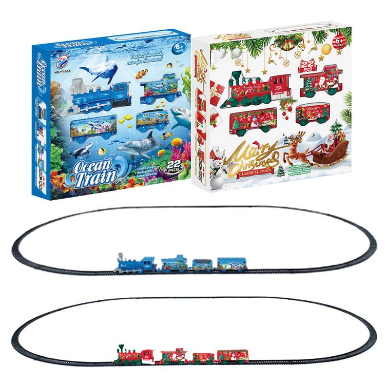 Đường tàu Giáng sinh Lắp ráp xe lửa Giáng sinh điện DIY Đồ chơi Giáng sinh